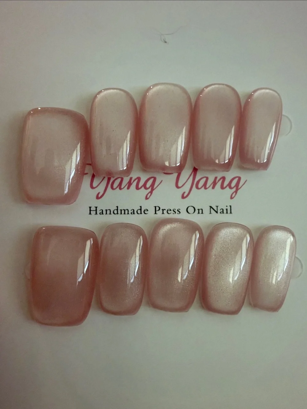 Handmade Press On Nails - Soft Pink Cateye